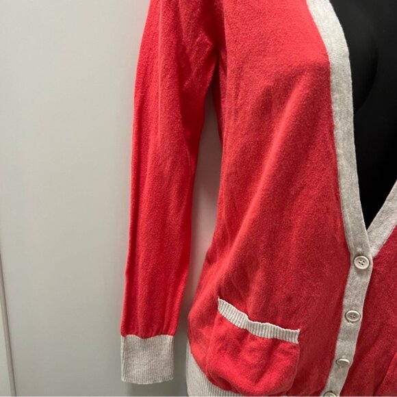 Vintage FOREVER 21 100% Cotton Coral Orange Pink Cardigan Sweater Size Small - Picture 8 of 10